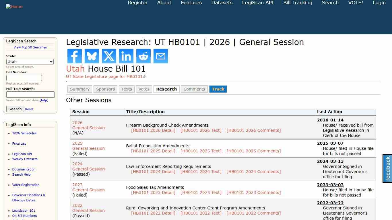 Legislative Research: UT HB0101 | 2026 | General Session | LegiScan