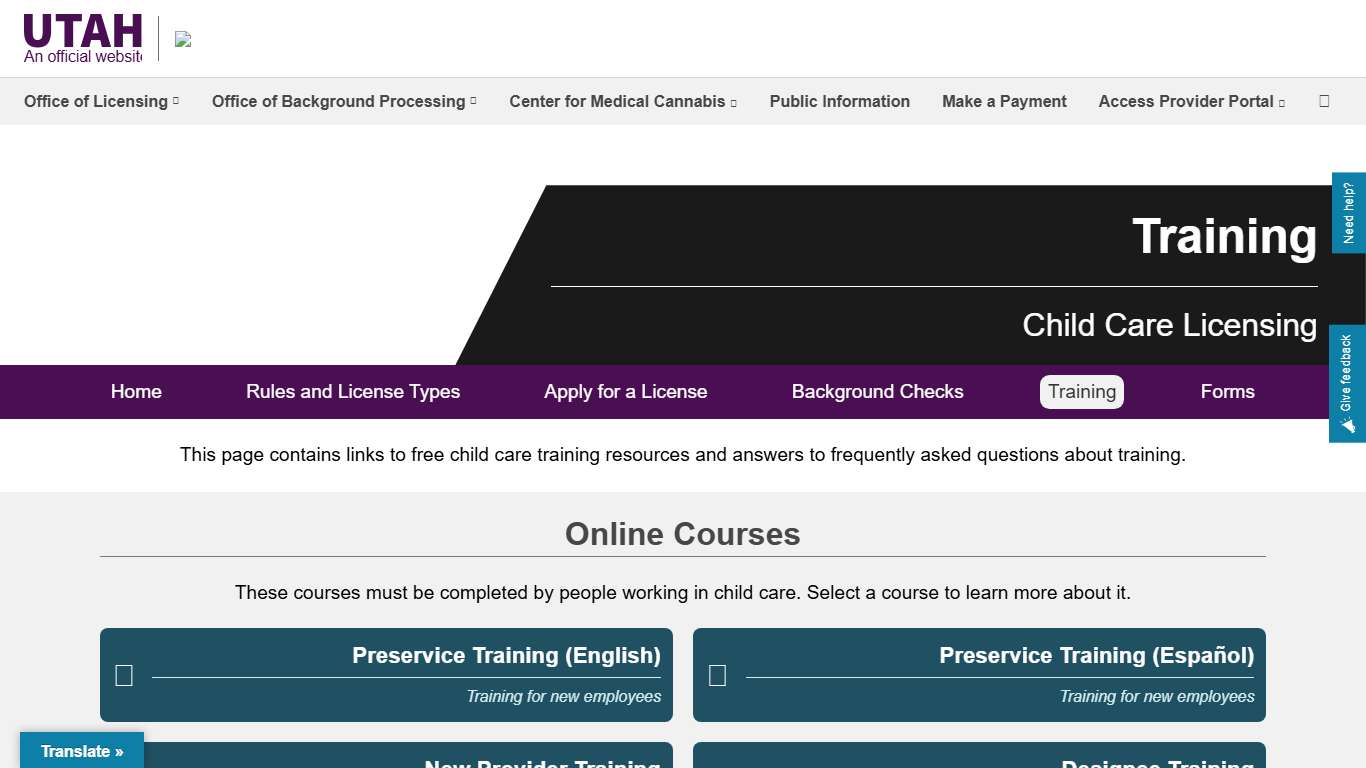 CC – Training | Division of Licensing and Background Checks